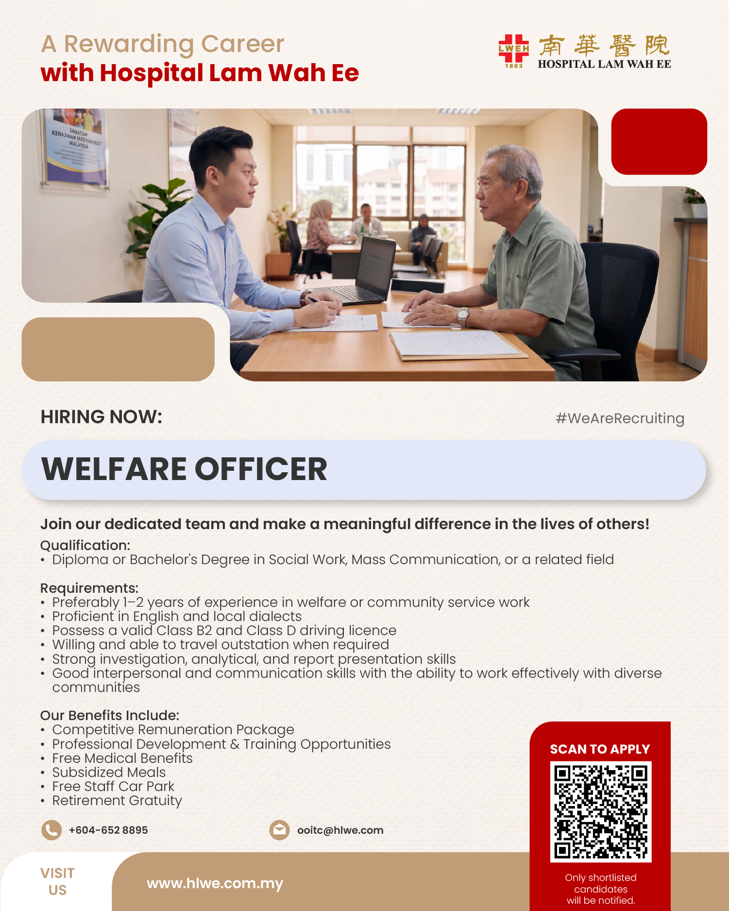 Hiring now Welfare Officer